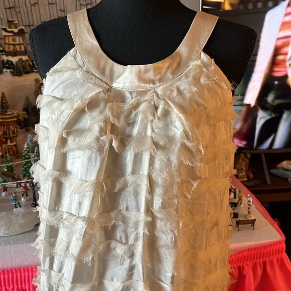 Beige cream silk dress Size SM - Picture 4 of 5